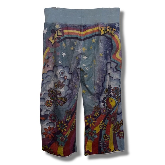 Y2K Lucky Love & Peace Retro Hippie Capri Sweatpants - Picture 4 of 10